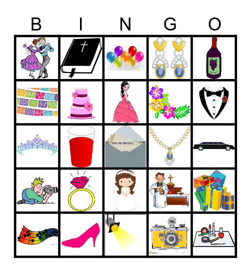 Angie Quinceañera Bingo Card