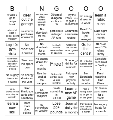 Doug's 2026 bingo card Bingo Card