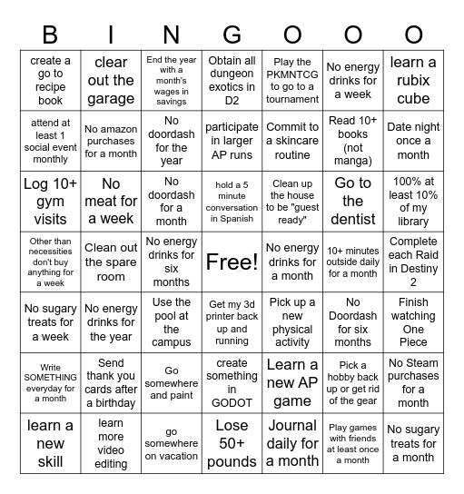 Doug's 2026 bingo card Bingo Card
