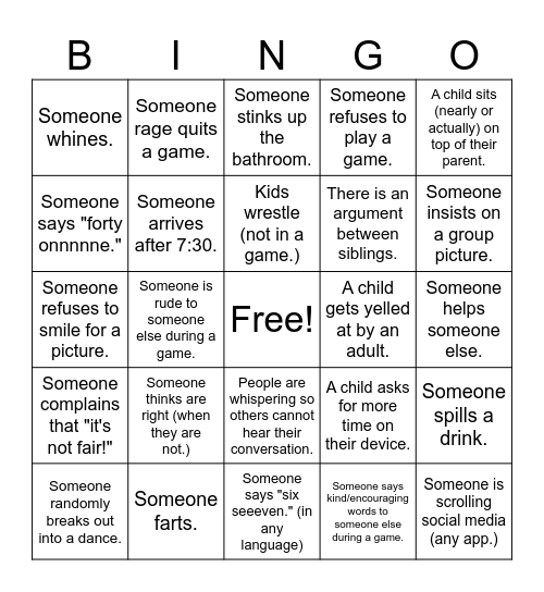 New Year's Eve 2026 BINGO Card