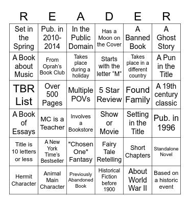 2026 Reading Challenge Bingo Card