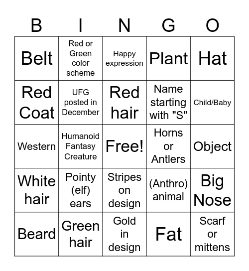 UFG Gacha CHRISTMAS 2025 Edition Bingo Card