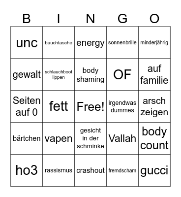 Frankfurt tinder Bingo Card