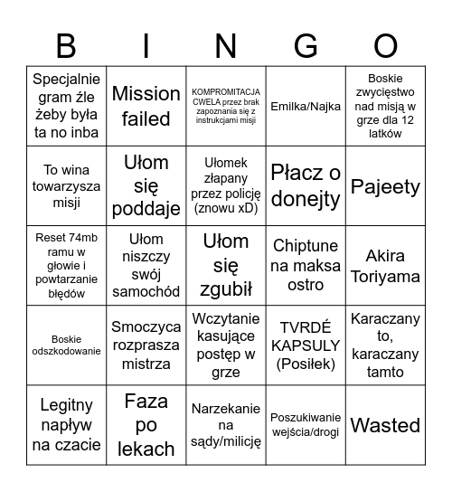 Ułomek BINGO Card
