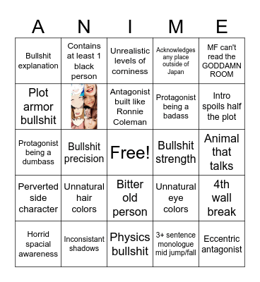 Anime Bingo Card