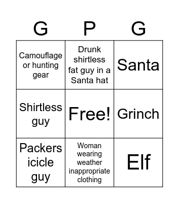 Packers v Ravens Bingo Card