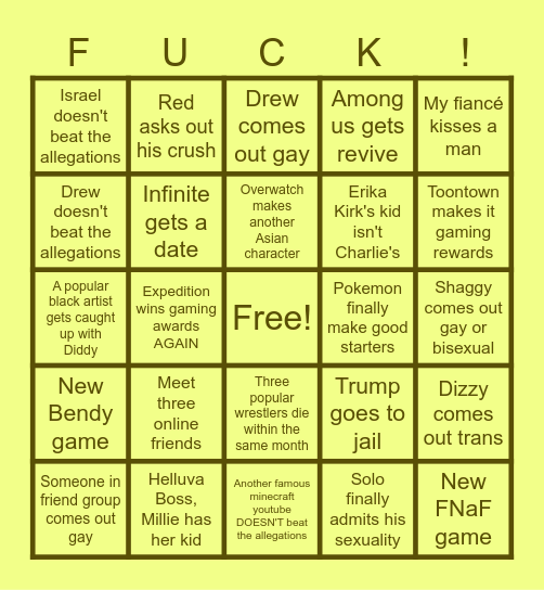 2026 Bingo Card Bingo Card