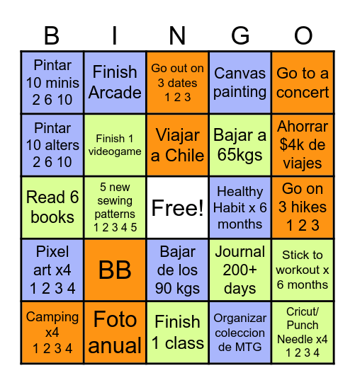 2026 Resolutions Bingo Card