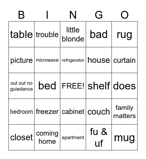 HOME Bingo Card