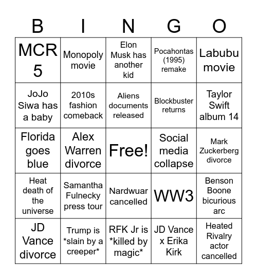 2026 Bingo Card