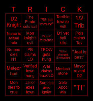 Town of Salem 2 Bingo Card