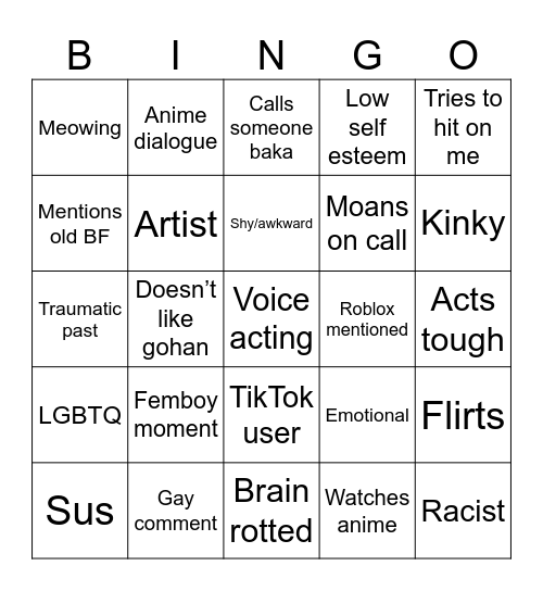 Sadcat0v0 Bingo Card