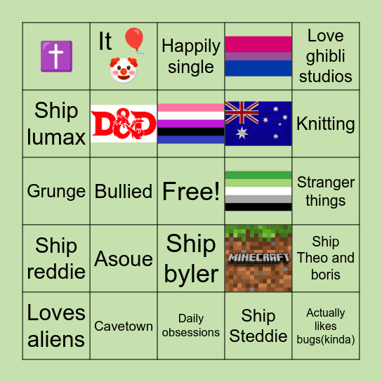 Craxypotato’s bingo ✨🫧🧷 Bingo Card