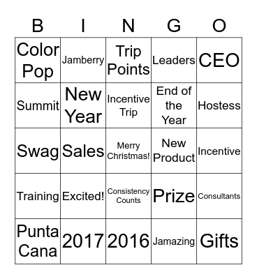Jamberry Summit BINGO! Bingo Card