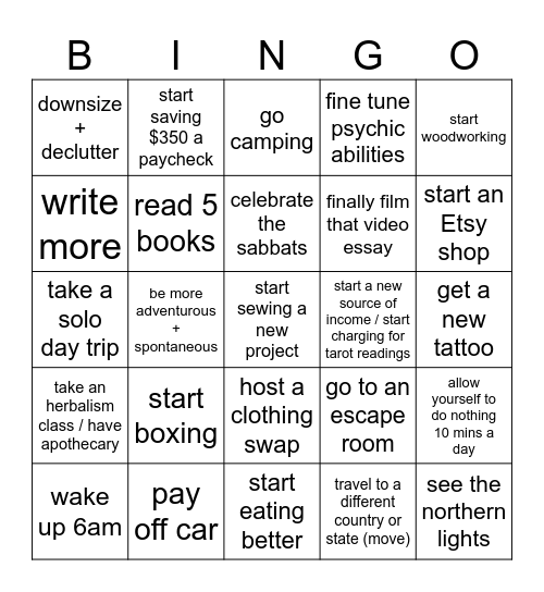 2026 Manifestation Board Bingo Card