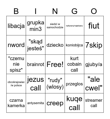 ome nocka Bingo Card