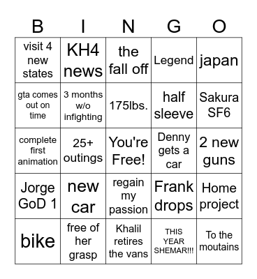 PJ's 2026 Bingo Card