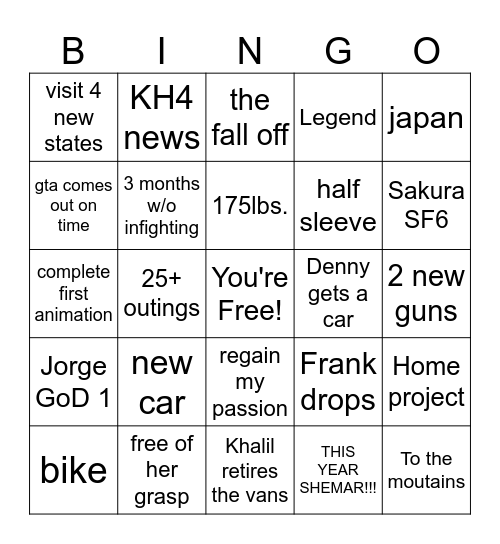 PJ's 2026 Bingo Card
