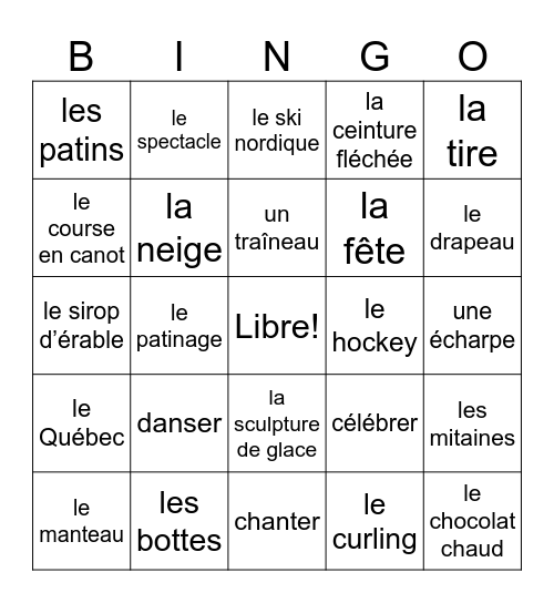 Carnaval Bingo Card