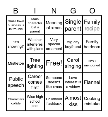 🎄Hallmark Christmas Movie Bingo☃️ Bingo Card