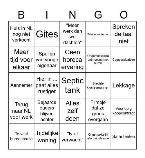 Ik Vertrek Bingo Card