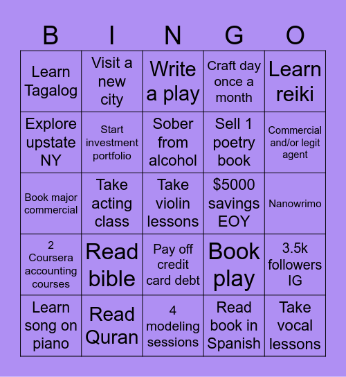 2026 Bingo Card