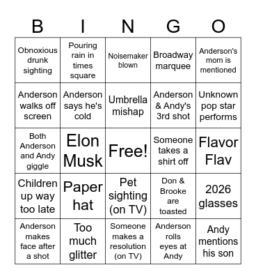 CNN NYE 2026 Bingo Card