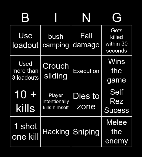 Bloodstrike PC Bingo Card