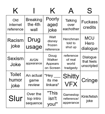 Kickassia Bingo Card