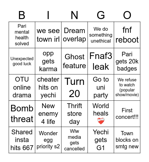 FNF 2026 BINGO Card