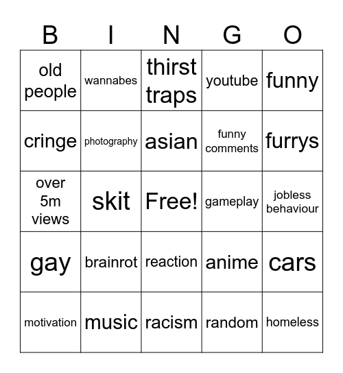 instagram Bingo Card