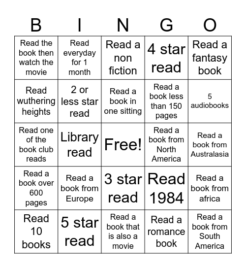 2026 book bingo Card