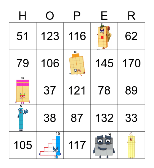Number blocks Bingo Card