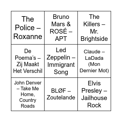 Top 2000 2 Bingo Card