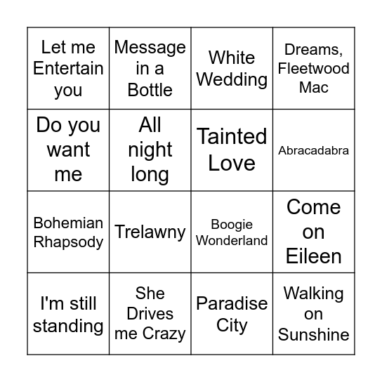 Sidmouth Bingo Card