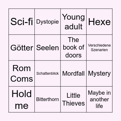 Book Club Bingo Card