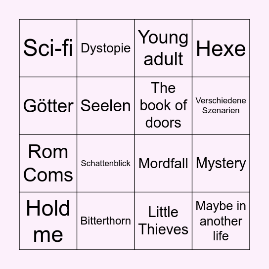 Book Club Bingo Card