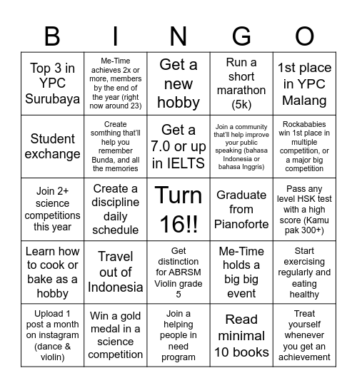Ruby's 2026 Bingo Card Bingo Card