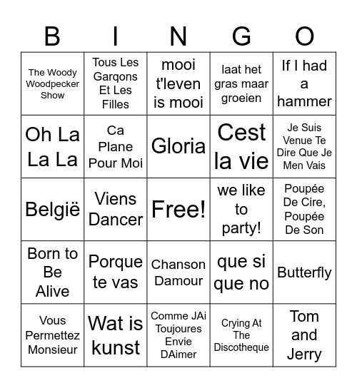 muziekbingo Card