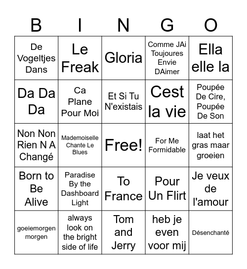 muziekbingo Card
