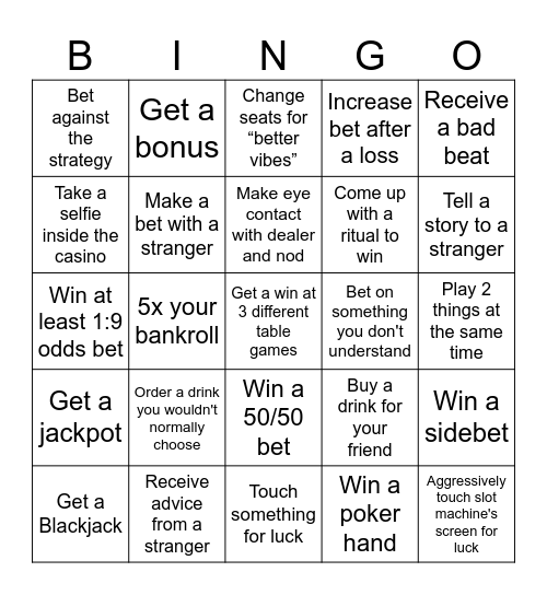 G's Bingo Card Bingo Card