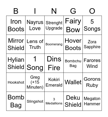 Zelda OoTR - Bingo Card