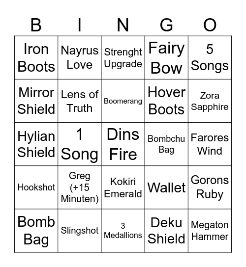 Zelda OoTR - Bingo Card