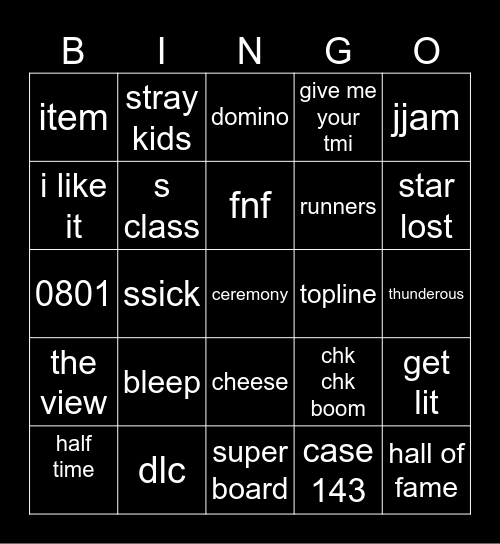 skz songs Bingo Card