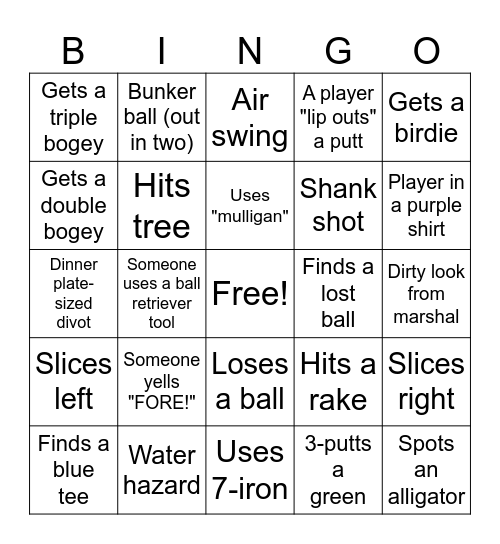☀️ Family Golf Fun⛳️ Bingo Card