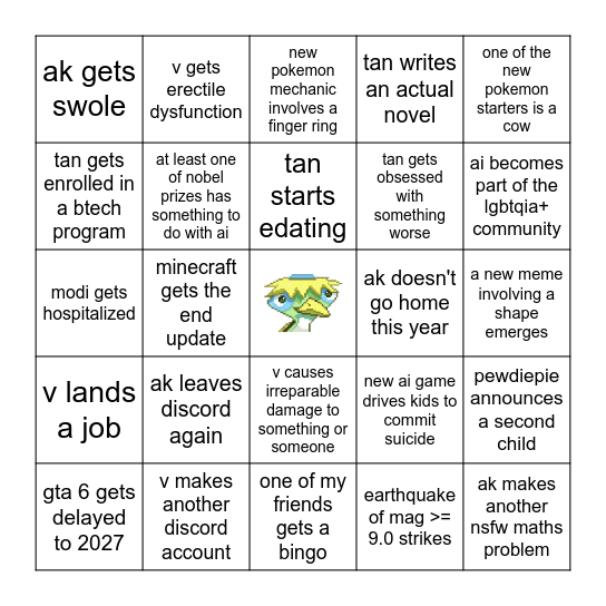 AK's 2026 Predictions Bingo Card