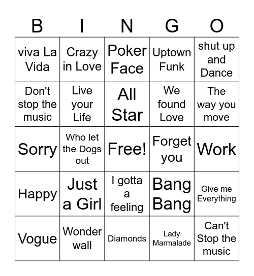 Music Bingo Card
