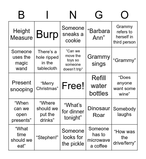 Christmas Bingo Card