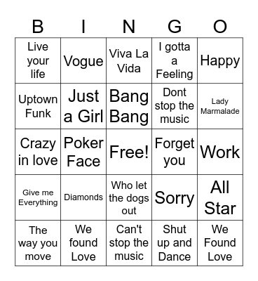 Music Bingo Card