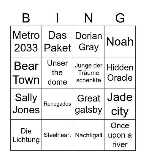 TBR 2020 Bingo Card